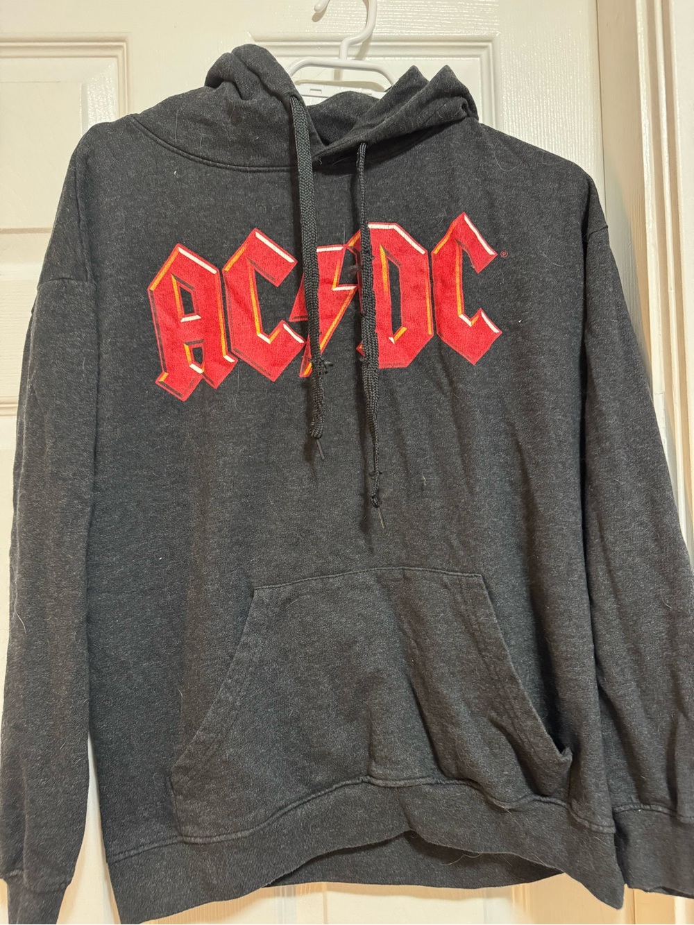 AC/DC Graphic Hoodie Sweater Pullover Charcoal Band Merch L